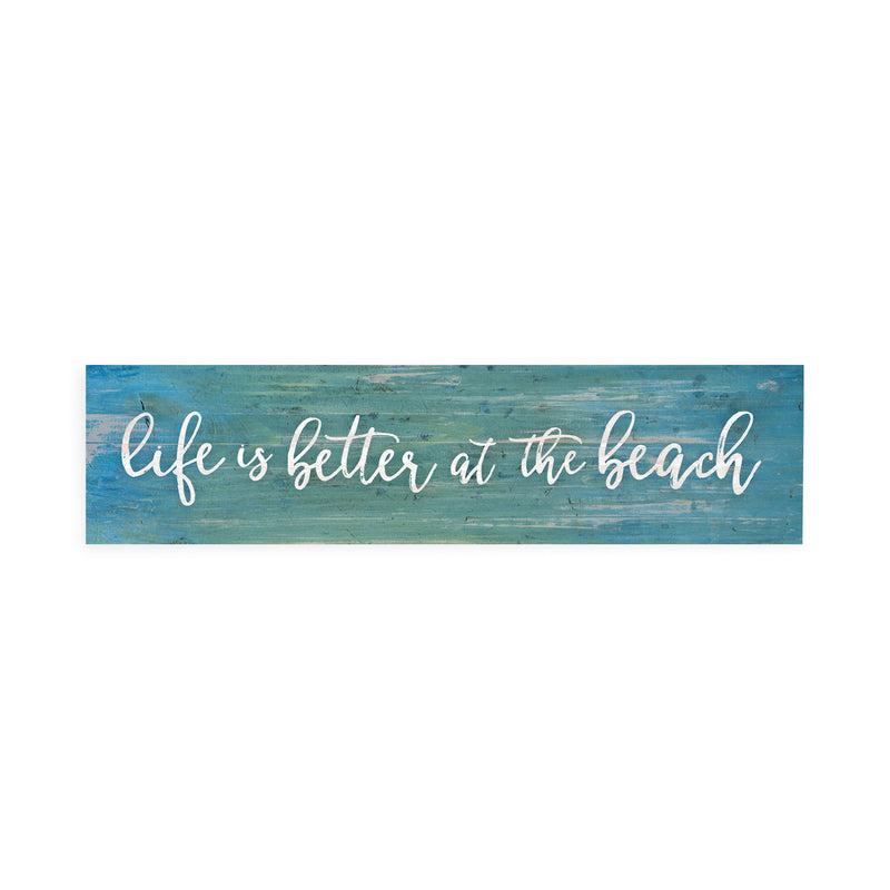 P. Graham Dunn Life is Better at The Beach Blue Distressed 6 x 1.5 Mini Pine Wood Tabletop Sign Plaque