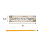 P. Graham Dunn Merry & Bright Christmas Whitewash 6 x 1.5 Mini Pine Wood Tabletop Sign Plaque