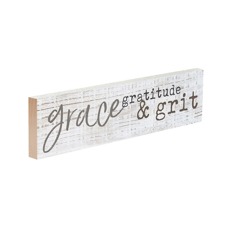 P. Graham Dunn Grace Gratitude & Grit Whitewash 6 x 1.5 Mini Pine Wood Tabletop Sign Plaque