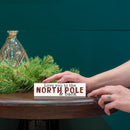 P. Graham Dunn North Pole White 6 x 1.5 Mini Pine Wood Christmas Tabletop Sign Plaque