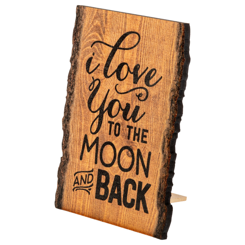 P. Graham Dunn I Love You to The Moon & Back 4 x 6 Wood Bark Edge Design Sign