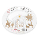 Come Adore Him Winter White 20 x 16 Wood Holiday Oval Nativity Shaped Sign