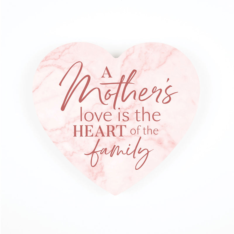 P. Graham Dunn Mothers Love Family Marbled Pink 6 x 5.5 MDF Wood Tabletop Heart Shape Sign