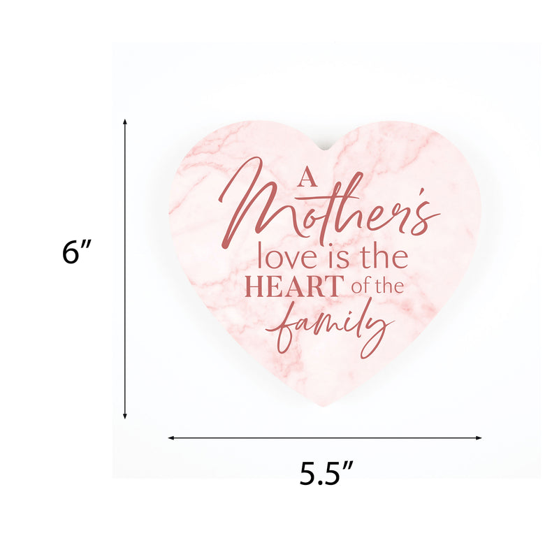 P. Graham Dunn Mothers Love Family Marbled Pink 6 x 5.5 MDF Wood Tabletop Heart Shape Sign