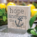 P. Graham Dunn Hope Anchors The Soul Whitewash 3.5 x 3.5 Inch Pine Wood Tabletop Block Sign