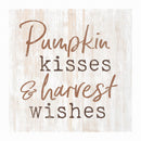 P. Graham Dunn Pumpkin Kisses Harvest Wishes Whitewash 3.5 x 3.5 Inch Pine Wood Tabletop Block Sign