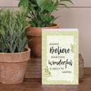 P. Graham Dunn Believe Wonderful Green 7 x 5 Pine Wood Tabletop Block Sign
