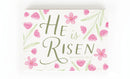 P. Graham Dunn He Is Risen Floral Pink 7 x 5 Pine Wood Tabletop Block Sign