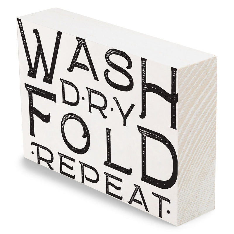 P. Graham Dunn Wash Dry Fold Laundry White 7 x 5 Pine Wood Tabletop Block Sign