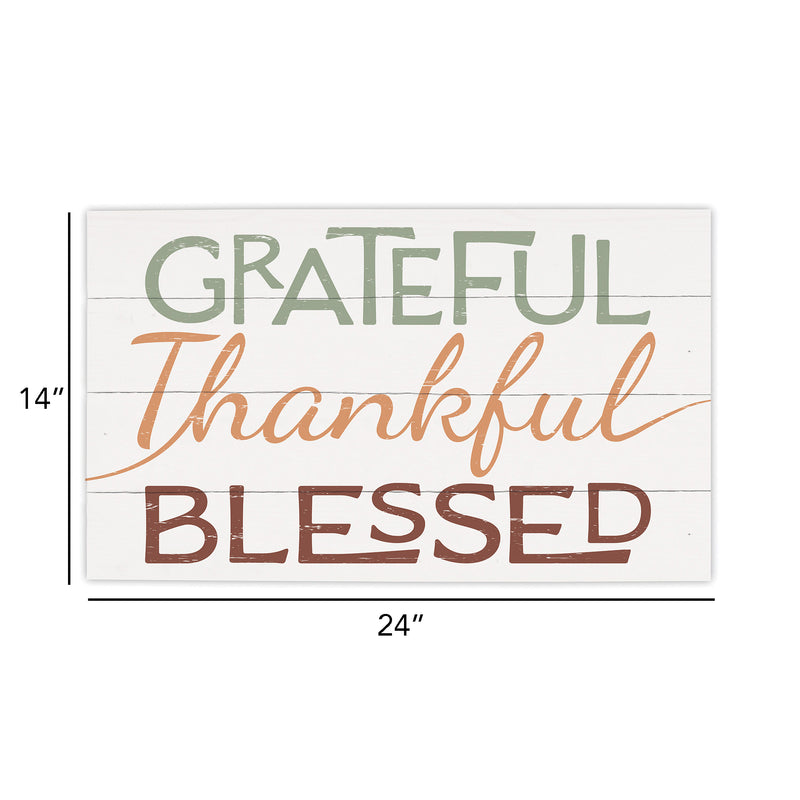 P. Graham Dunn Grateful Thankful White 24 x 14 Pine Wood Pallet Décor Sign