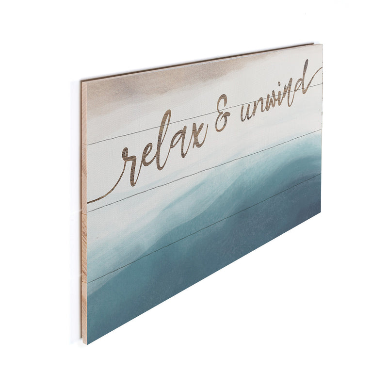 P. Graham Dunn Relax and Unwind Blue 24 x 14 Pine Wood Pallet Décor Sign