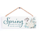 P. Graham Dunn Spring New Life Floral Blue 10 x 3.5 Pine Wood String Sign
