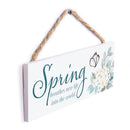 P. Graham Dunn Spring New Life Floral Blue 10 x 3.5 Pine Wood String Sign