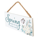 P. Graham Dunn Spring New Life Floral Blue 10 x 3.5 Pine Wood String Sign