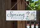 P. Graham Dunn Spring New Life Floral Blue 10 x 3.5 Pine Wood String Sign