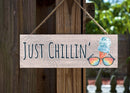 P. Graham Dunn Just Chillin Sunglasses Grey 10 x 3.5 Pine Wood String Sign
