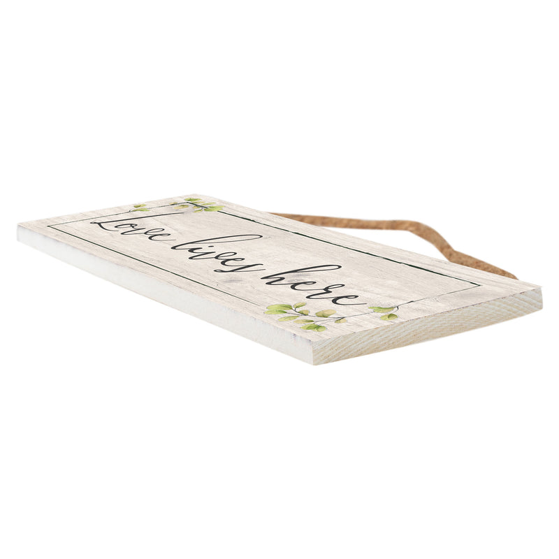 P. Graham Dunn Love Lives Here Whitewash 10 x 3.5 Pine Wood String Sign