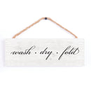 P. Graham Dunn Wash Dry Fold Laundry Whitewash 10 x 3.5 Pine Wood String Sign