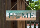 P. Graham Dunn Home Beach Seashell Blue 10 x 3.5 Pine Wood String Sign