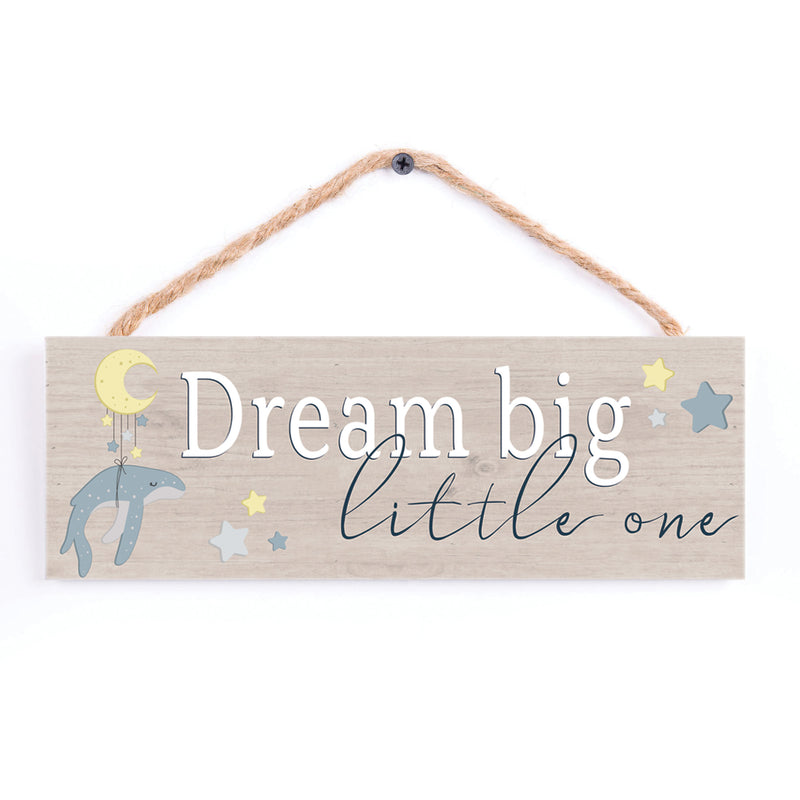 P. Graham Dunn Dream Big Little One Brown 10 x 3.5 Pine Wood String Sign