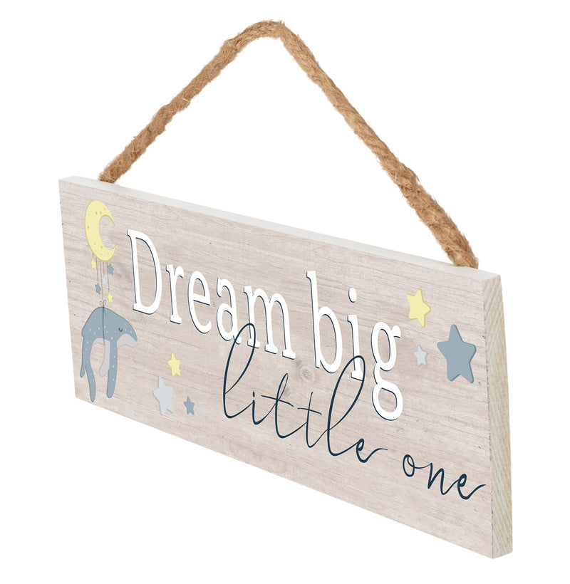 P. Graham Dunn Dream Big Little One Brown 10 x 3.5 Pine Wood String Sign