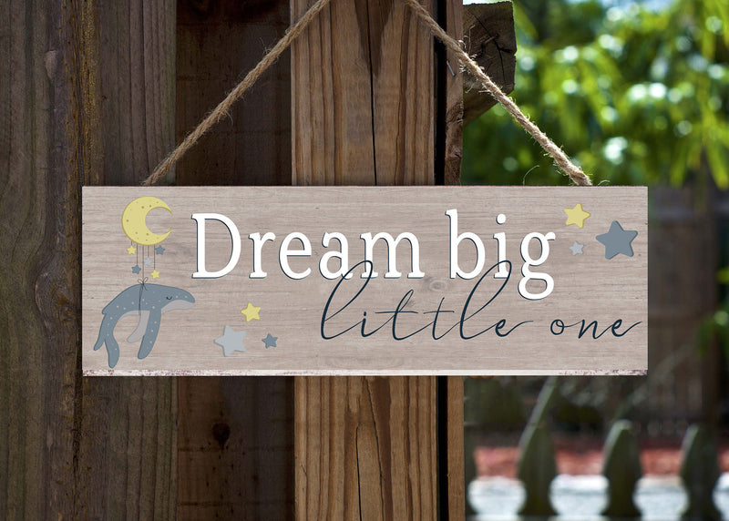 P. Graham Dunn Dream Big Little One Brown 10 x 3.5 Pine Wood String Sign