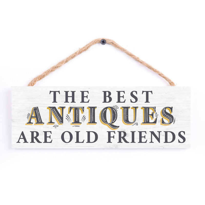 P. Graham Dunn Antiques Old Friends White 10 x 3.5 Pine Wood String Sign