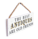 P. Graham Dunn Antiques Old Friends White 10 x 3.5 Pine Wood String Sign