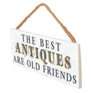 P. Graham Dunn Antiques Old Friends White 10 x 3.5 Pine Wood String Sign