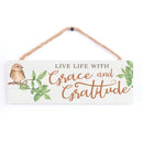 P. Graham Dunn Live Grace Gratitude White 10 x 3.5 Pine Wood String Sign