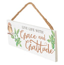 P. Graham Dunn Live Grace Gratitude White 10 x 3.5 Pine Wood String Sign