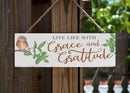 P. Graham Dunn Live Grace Gratitude White 10 x 3.5 Pine Wood String Sign