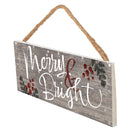 P. Graham Dunn Merry and Bright Grey 10 x 3.5 Pine Wood Christmas String Sign