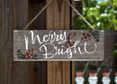 P. Graham Dunn Merry and Bright Grey 10 x 3.5 Pine Wood Christmas String Sign