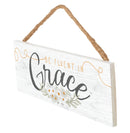 P. Graham Dunn Fluent In Grace Floral White 10 x 3.5 Pine Wood String Sign