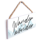P. Graham Dunn Wander With Wonder Mountains Blue 10 x 3.5 Pine Wood String Sign
