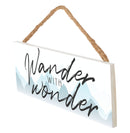P. Graham Dunn Wander With Wonder Mountains Blue 10 x 3.5 Pine Wood String Sign