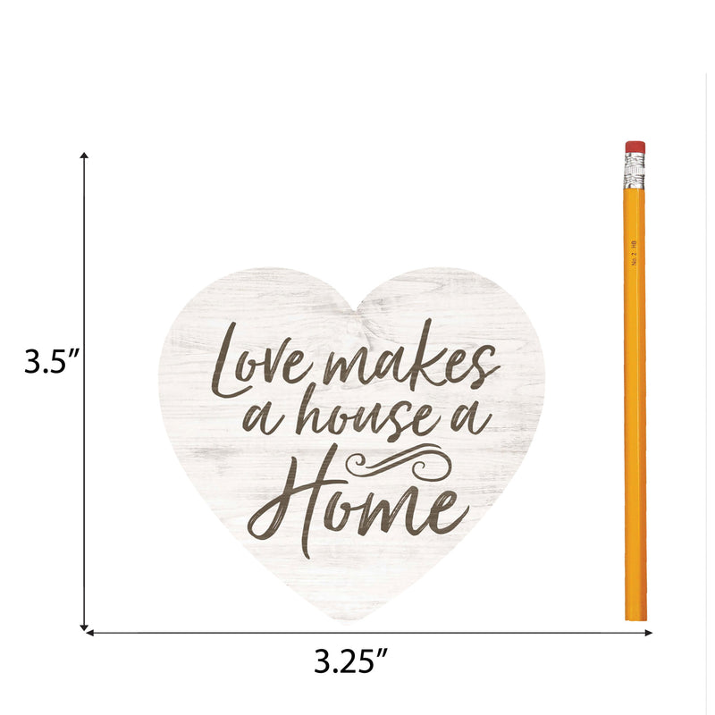 P. Graham Dunn Love Makes A House A Home Heart Cream 3.5 x 3.25 Pine Wood Small Tabletop Plaque