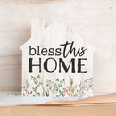 P. Graham Dunn Bless This Home House Floral Cream 3.25 x 3.25 Pine Wood Small Tabletop Plaque