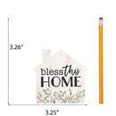 P. Graham Dunn Bless This Home House Floral Cream 3.25 x 3.25 Pine Wood Small Tabletop Plaque