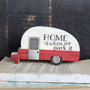P. Graham Dunn Home is Where We Park It Trailer Red 5 x 2.75 Pine Wood Small Tabletop Plaque