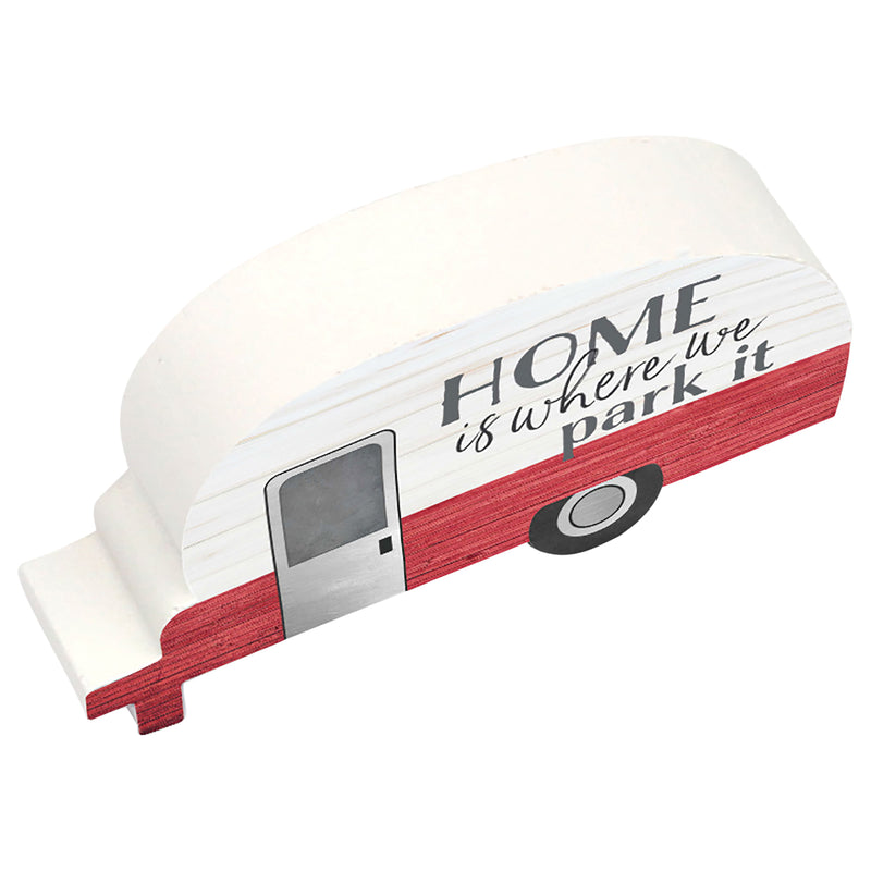 P. Graham Dunn Home is Where We Park It Trailer Red 5 x 2.75 Pine Wood Small Tabletop Plaque