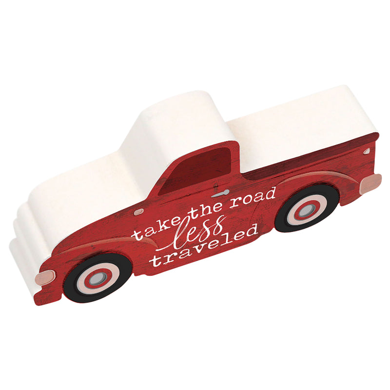 P. Graham Dunn Take The Road Less Traveled Truck Red 5.25 x 2.5 Pine Wood Small Tabletop Plaque