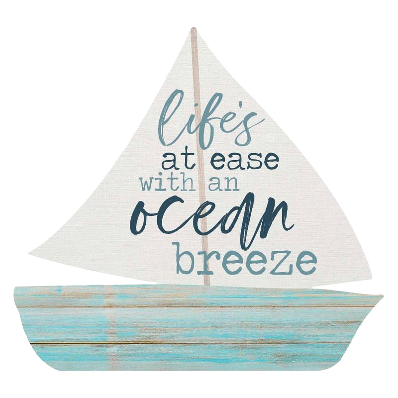 P. Graham Dunn Lifes at Ease Sailboat Nautical 3.5 x 3.25 Pine Wood Small Tabletop Plaque