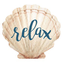 P. Graham Dunn Relax Seashell Scalloped Nautical Cream 3.5 x 3.25 Pine Wood Small Tabletop Plaque