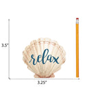 P. Graham Dunn Relax Seashell Scalloped Nautical Cream 3.5 x 3.25 Pine Wood Small Tabletop Plaque