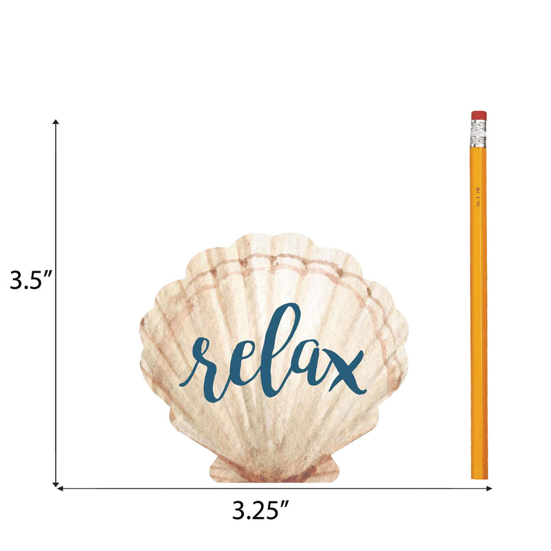 P. Graham Dunn Relax Seashell Scalloped Nautical Cream 3.5 x 3.25 Pine Wood Small Tabletop Plaque