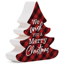P. Graham Dunn We Wish You A Merry Christmas Red Plaid 3.5 x 3.194 Pine Wood Christmas Shape Sign
