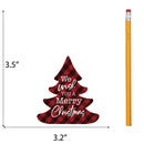 P. Graham Dunn We Wish You A Merry Christmas Red Plaid 3.5 x 3.194 Pine Wood Christmas Shape Sign