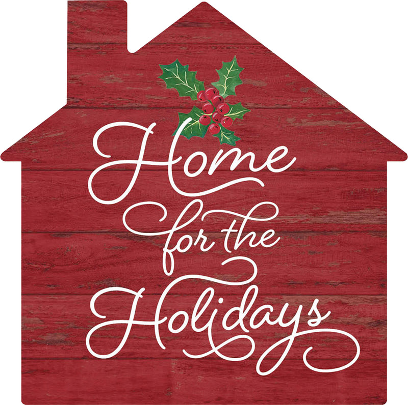 P. Graham Dunn Home for The Holidays Rosy Red 3.2667 x 3.25 Pine Wood Christmas Small Shape Sign